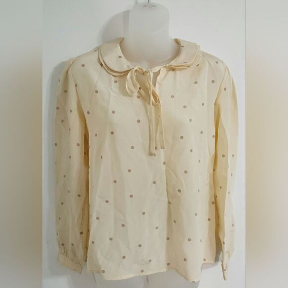 Christian Dior | yellow  Dot Button Back Silk Blouse Size 8 - Picture 1 of 6